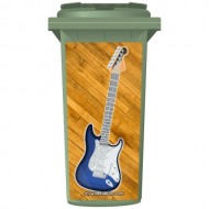 Blue Fender Style Electric Guitar Wheelie Bin Sticker Panel